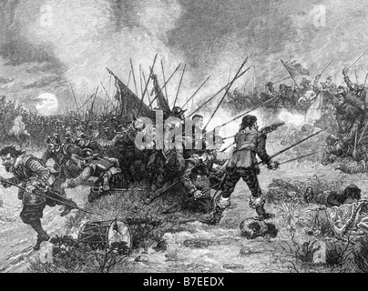 Batalla de Marston Moor guerra civil inglesa el 2 de julio de 1644 Foto de stock