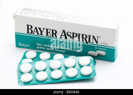 Tabletas de Aspirina Bayer Foto de stock
