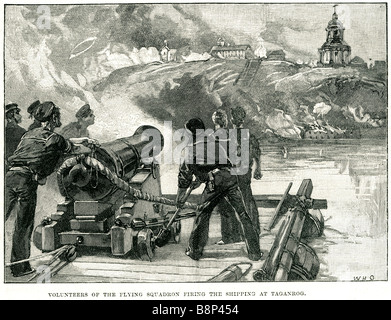 Los voluntarios flying squadron disparando shipping taganrog 1855 British Royal Navy Foto de stock