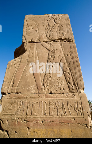 Detalle del Rey en bloques al Templo de Karnak Luxor Egipto Foto de stock