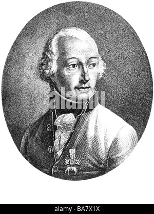 Charles, 5.9.1771, 30.4.1847, el Archiduque de Austria, el general austriaco retrato, grabado coppern, circa 1800, , Copyright del artista no ha de ser borrado Foto de stock