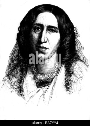 Eliot, George (Mary Ann Evans), 22.11.1819 - 22.15.1880, autor/escritor inglés, retrato, después de grabado por P. Rajon siglo 19, Foto de stock