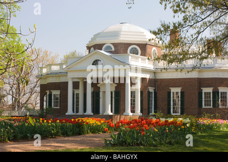 Los Estados Unidos 3er presidente Thomas Jefferson construyó su casa de Monticello, en las colinas del condado de Albermarle, Virginia. Foto de stock