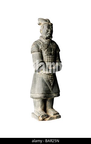 Escultura de madera tallada, soldado chino Foto de stock