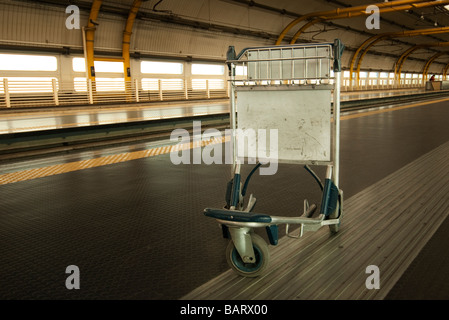 Carrito de equipaje en una estación de la plataforma izquierda Foto de stock