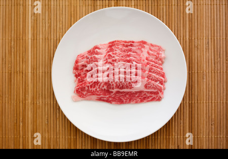 Sin cocer la carne Wagyu japonés de mármol Foto de stock