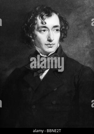 Disraeli, Benjamín, primer conde de Beaconsfield, 21.12.1804 - 19.4.1881, político británico, de media longitud, grabado por Zobel después de pintar por Grant, ,