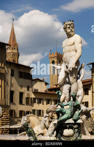 Fuente de Neptue, Piazza della Signoria, Florencia, Italia. Foto de stock