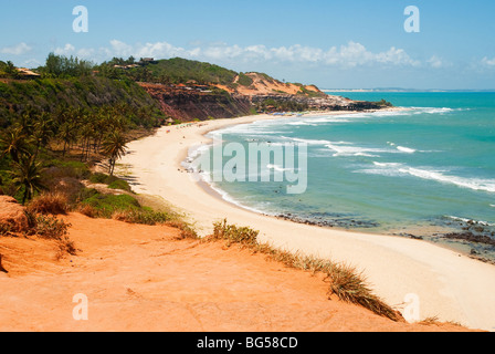 Hermosa playa con palmeras a Praia do Amor cerca de Pipa Brasil Foto de stock