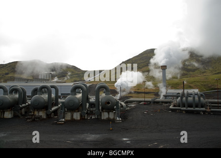Planta de energía geotérmica de Nesjavellir Islandia Foto de stock