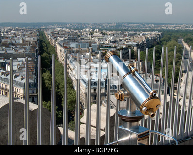 Vista panorámica de París visto desde la cima del Arc de Triomphe (Arco de Triunfo). París. Francia Foto de stock