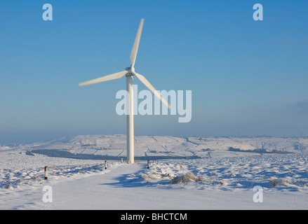 Las turbinas en el parque eólico Páramo Ovenden, cerca de Halifax, West Yorkshire, Inglaterra Foto de stock