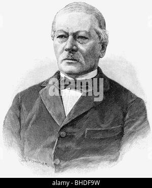 Freytag, Gustav, 16.7.1816 - 30.4.1895, autor / escritor alemán, retrato, grabado en madera, Foto de stock