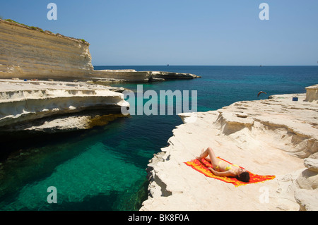 Peter's Pool cerca de Marsaxlokk, Malta, Europa Foto de stock