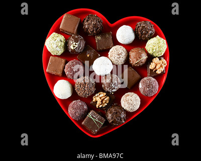 Chocolates en forma de corazón Foto de stock
