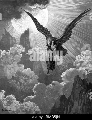 Grabado de Gustave Doré de la Divina Comedia de Dante Alighieri "Purgatorio y Paraíso'; Dante sueños Foto de stock