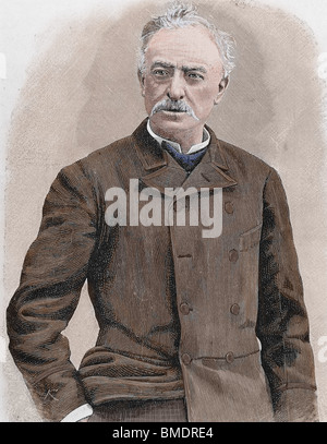 ABASCAL, José Carredano (Pontones ,1829-Madrid, 1890). El filántropo y político español. Grabado de Rico. Coloreada. Foto de stock