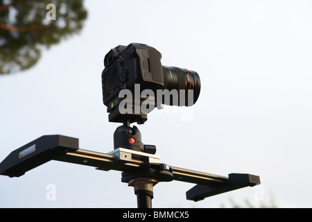 Cámara réflex digital Canon en un trípode sobre fondo verde bokeh  Fotografía de stock - Alamy