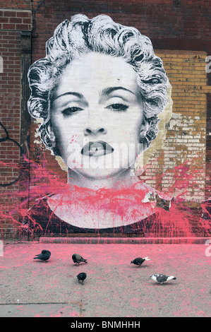 Madonna Mural pared de ladrillo Meat Packing District de Manhattan, Nueva York, EE.UU graffiti Norteamérica Foto de stock