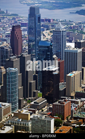 Vista aérea por encima de Comcast Centre Bell Atlantic Tower de Filadelfia Pensilvania Foto de stock