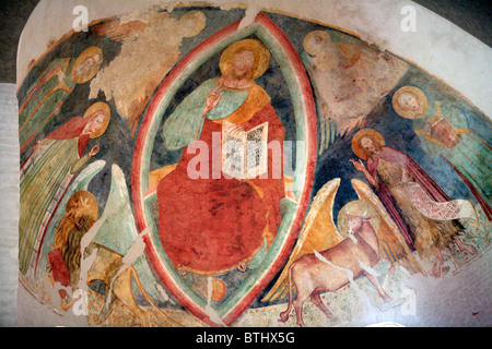 Basílica Sant Eufemia, la pintura de la pared (siglo XIV), grado, Friuli-Venezia Giulia, Italia Foto de stock