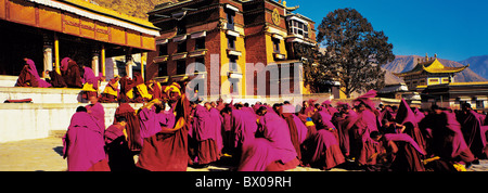 Grand citación ceremonia, monasterio de Labrang, Xiahe, Prefectura Autónoma Tibetana de Gannan, provincia de Gansu, China Foto de stock