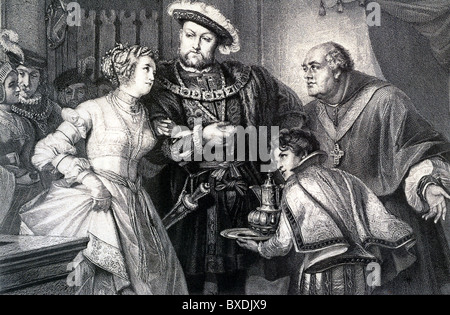 Enrique VIII y Ana Bolena grabado por Johann Raab después de pintar por el artista alemán de agosto Pecht Foto de stock