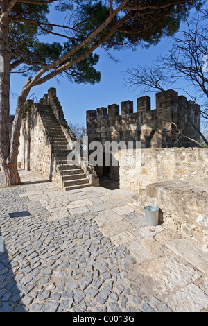 Muralla defensiva detalle de San Jorge (St. George) Castillo en Lisboa, Portugal. Foto de stock