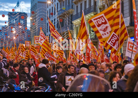 Manifestaciones en lugar Cataluña,Barcelona,Cataluña,Spain Foto de stock