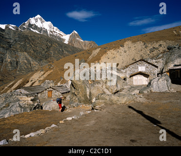 Aldea de montaña Himalaya Nepal Foto de stock