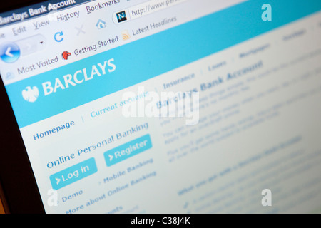 Imagen ilustrativa de la página web de Barclays Bank. Foto de stock