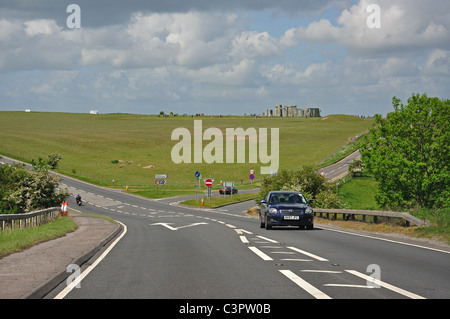A303 carretera troncal en Stonehenge, Salisbury Plain, Wiltshire, Inglaterra, Reino Unido Foto de stock