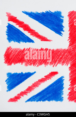 Union Jack. Dibujo a Lápiz de color Foto de stock