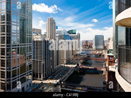 Una vista del río Chicago en Chicago, la tercera ciudad más grande en los Estados Unidos Foto de stock