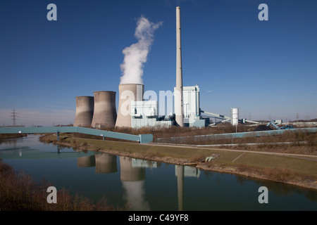 Planta de energía de ciclo combinado de gas natural y carbón, planta Gersteinwerk, RWE AG, la empresa de energía, Foto de stock