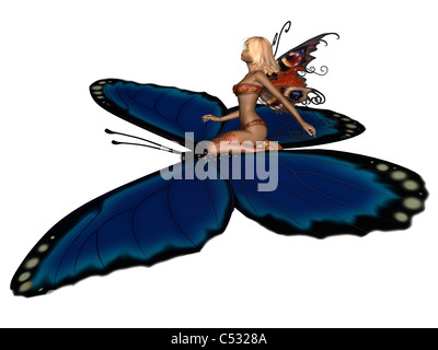 Imagen renderizada digitalmente de un hada con alas de mariposa azul  Fotografía de stock - Alamy