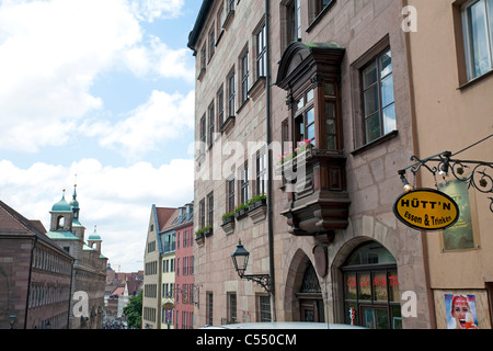 Burgstrasse in der Altstadt Castle Street casco antiguo de Nuremberg Foto de stock