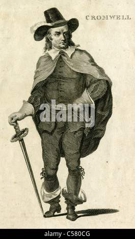 A principios de 1800 el grabado de Oliver Cromwell. Foto de stock