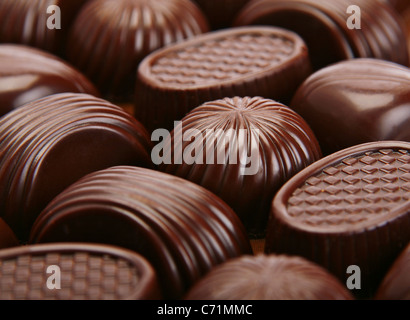 Closeup fondo golosinas de chocolate marrón