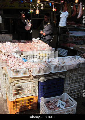 Saler vendedor ambulante en Damasco, en Siria sirio Damaskus Strassenverkäufer Hähnchen pollo