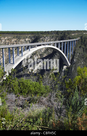 Río Bloukrans Bridge, sitio de puenting más alto del mundo, el río Storms, Eastern Cape, Sudáfrica Foto de stock