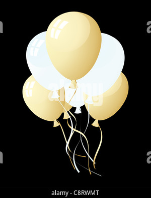 Bellos globos en el aire. Ilustración vectorial. Foto de stock