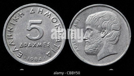 5 Coin Drachmes, Grecia, 1984 Foto de stock