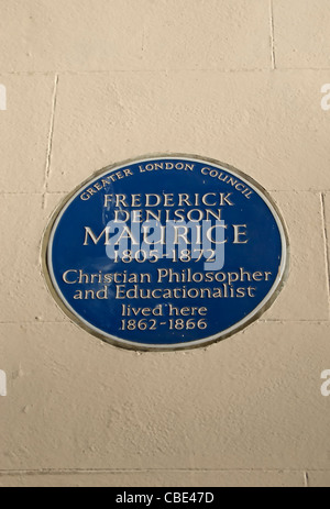 El Greater London consejo placa azul marca un hogar cristiano de filósofo y pedagogo frederick denison maurice