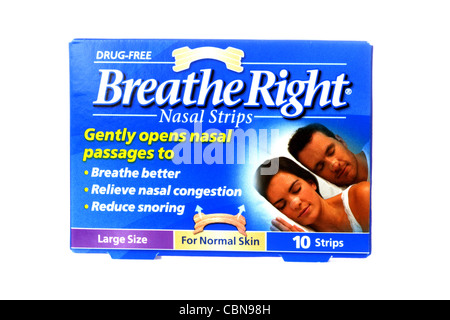 Respire las tiras nasales Derechas para reducir el ronquido Fotografía de  stock - Alamy