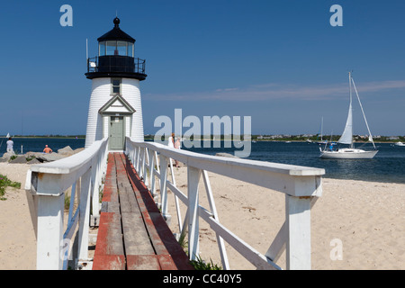 Brant Point faro de la isla de Nantucket, Massachusetts Nueva Inglaterra, EE.UU. Foto de stock