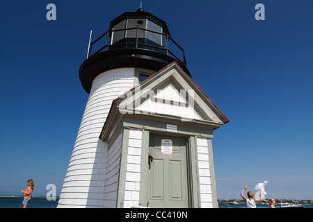 Brant Point Lighthouse Nanucket Island Cape Cod Massachusetts EE.UU. Foto de stock