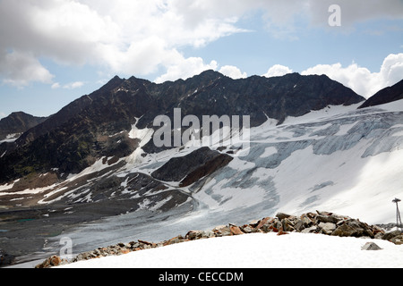 El glaciar de Rettenbach Sölden, Ötztal, Tirol, Austria en julio Foto de stock