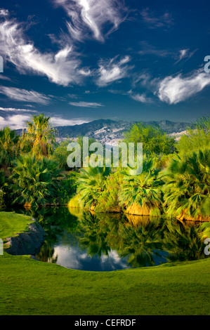 Estanque de Desert Willow Golf Resort. Palm Desert, California Foto de stock