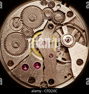 Primer Plano Macro Pic Engranajes Mecanismo Reloj Vintage: fotografía de  stock © feblacal #378133736